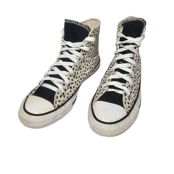 Converse Black and Cream Polka Dot High-Tops Sz 8 - Picture 5 of 9